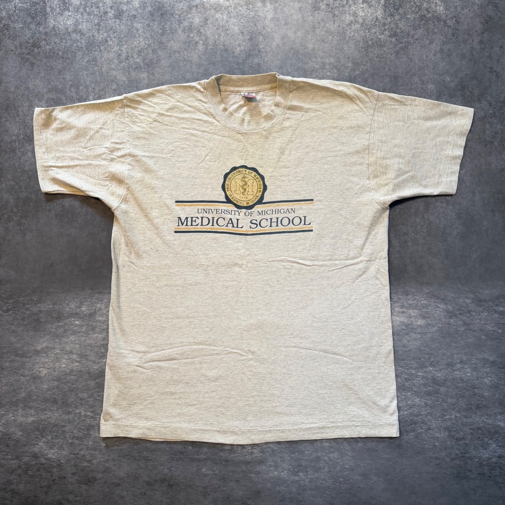 Vtg 90s Michigan Medical School T Shirt XL Fruit of the Loom Single Stitch USA